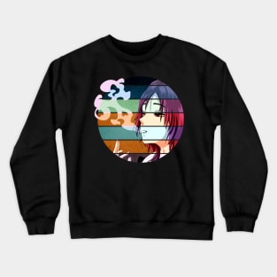 Retro & Vintage Circle Colors Sexy Anime Vaporwave Girl Crewneck Sweatshirt